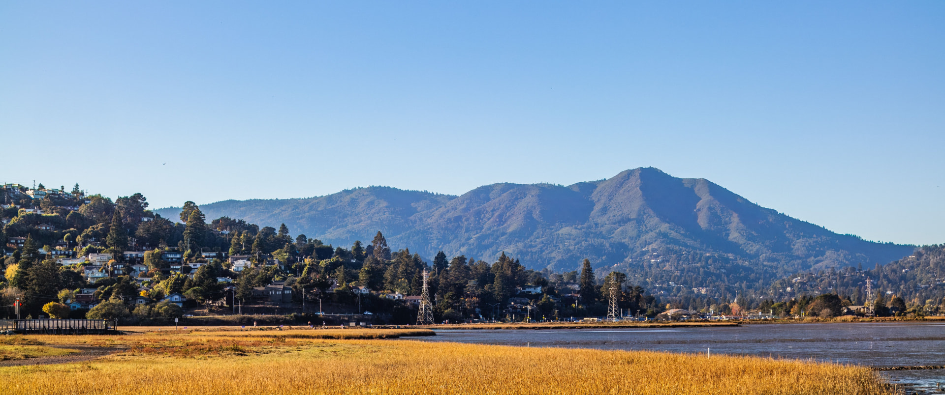 Panoramic view of the Marin County landscape at golden hour